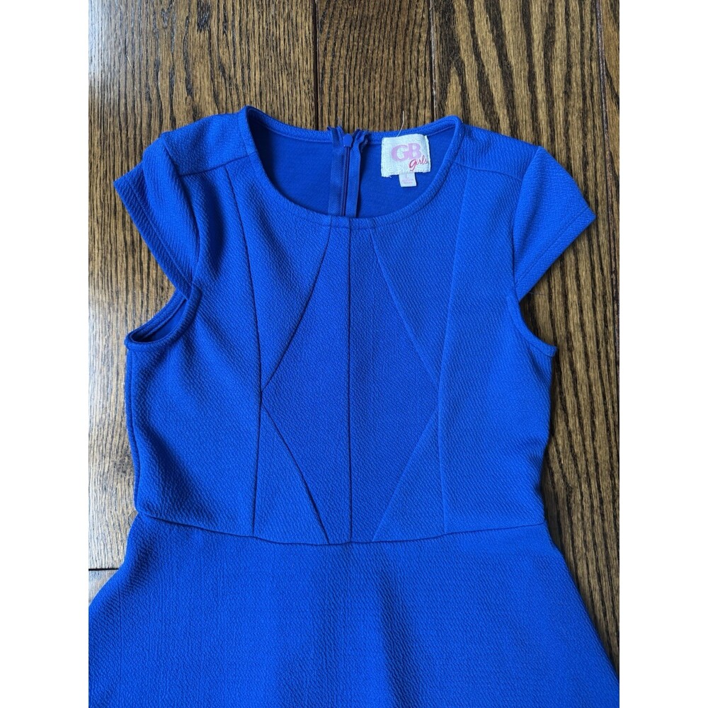 GB Girls' Dress Size Large Royal Blue Cap Sleeve Knee Length - Picture 2 of 6